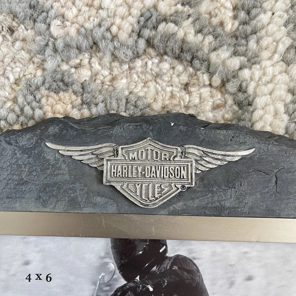 Harley Davidson Hallmark Photo Frame‎ Metal & Stone Slate 4x6 2005